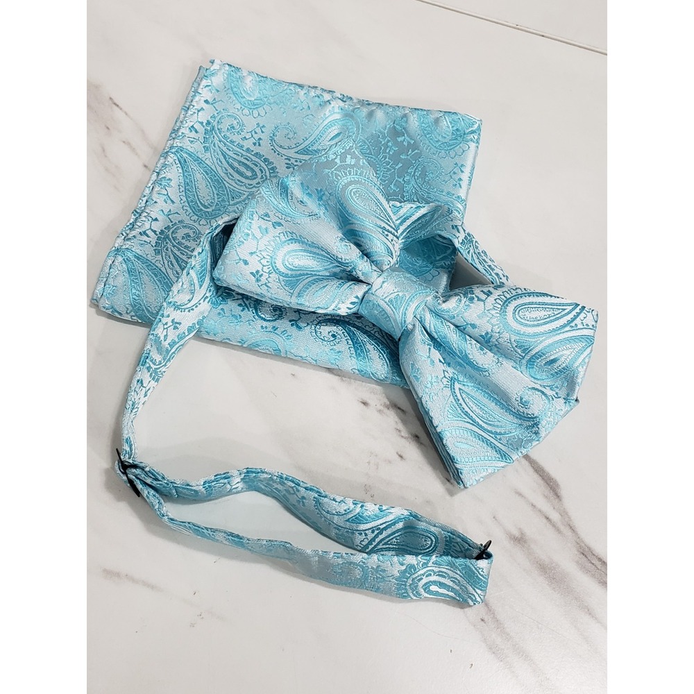 Vintage Bow Tie Paisley Bowtie And Pocket Square Hanky‎ Set Handkerchief Mens